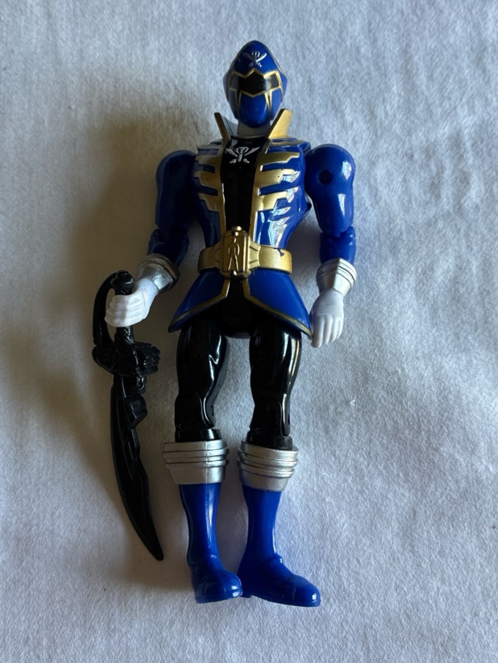 Power Ranger Blue and Gold Action Figure with Black Sword